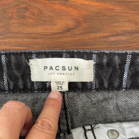 PACSUN striped vintage washed distressed denim jean mini skirt sz 25 - Picture 4 of 6